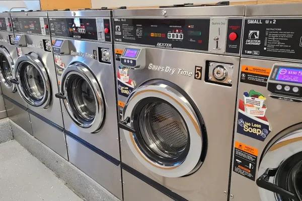 Self-service washing machines at CJ's Laundromat
